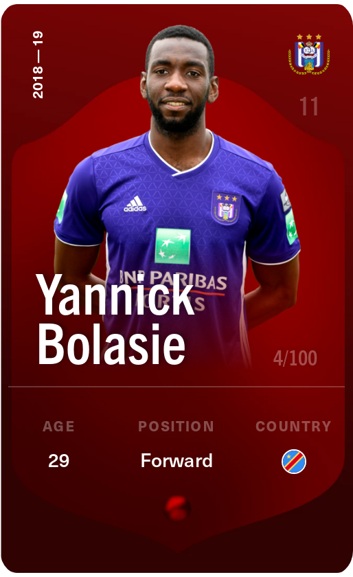 Sorare - Sorare Official - Yannick Bolasie 2018-19 • Rare 4/100 - NFT # 71053795269395624506733850278772340258645922494064159978183534365935221548118