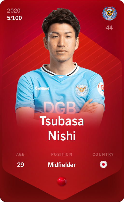 Sorare - Sorare Official - Tsubasa Nishi 2020-21 • Rare 5/100 - NFT # 49060394298330561714053413810043929233518592477182270805464508235169265095824