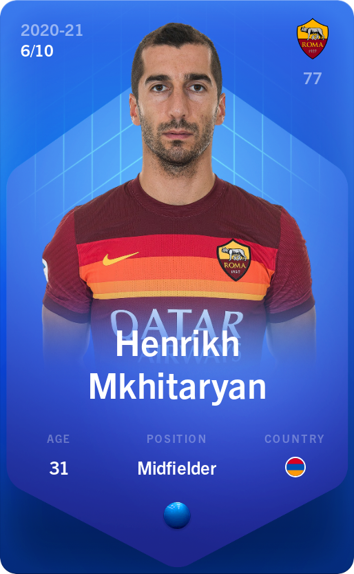 Sorare - Sorare Official - Henrikh Mkhitaryan 2020-21 • Super Rare 6/10 - NFT # 13108694673622333749884931776714790419227062991335300431789783172243836179482