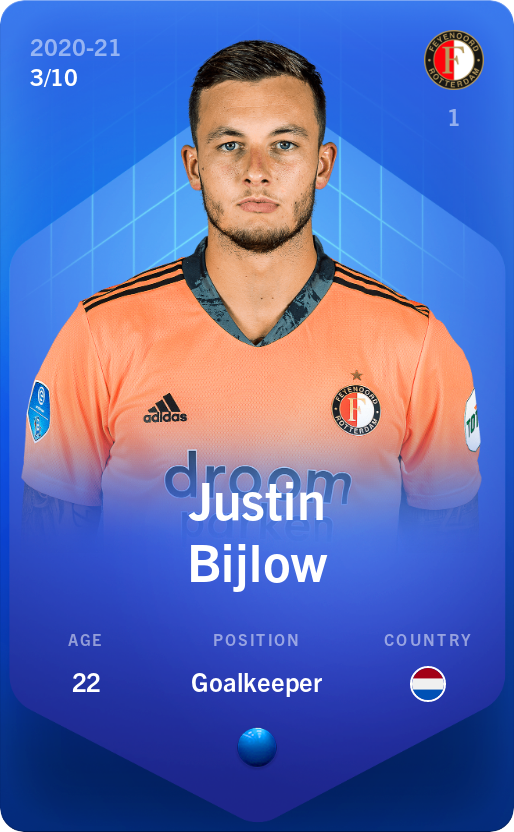 Sorare - Sorare Official - Justin Bijlow 2020-21 • Super Rare 3/10 - NFT # 23627145879780080511269561299849179389269386500239727649953452231051690380491