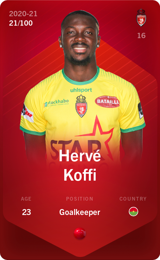 Sorare - Sorare Official - Hervé Koffi 2020-21 • Rare 21/100 - NFT # 17959713090021693141732041990068160946778320275561397332719859412782021477043