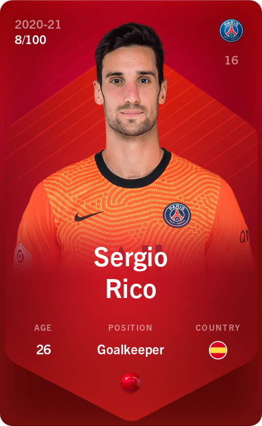 Sorare - Sorare Official - Sergio Rico 2020-21 • Rare 8/100 - NFT # 8892050478227790761972651387303852733042505428641904245162687787103495490504