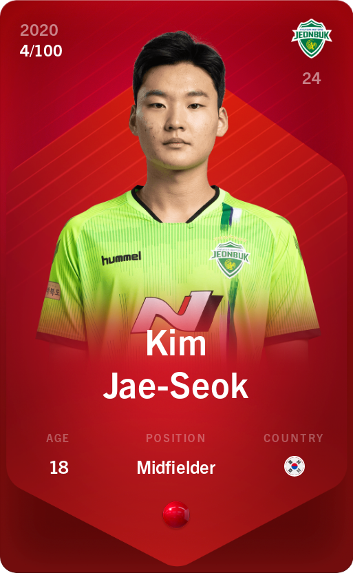 Sorare - Sorare Official - Kim Jae-Seok 2020-21 • Rare 4/100 - NFT # 5507102059273291929408991750394642004300134181956091500123222671622345246009