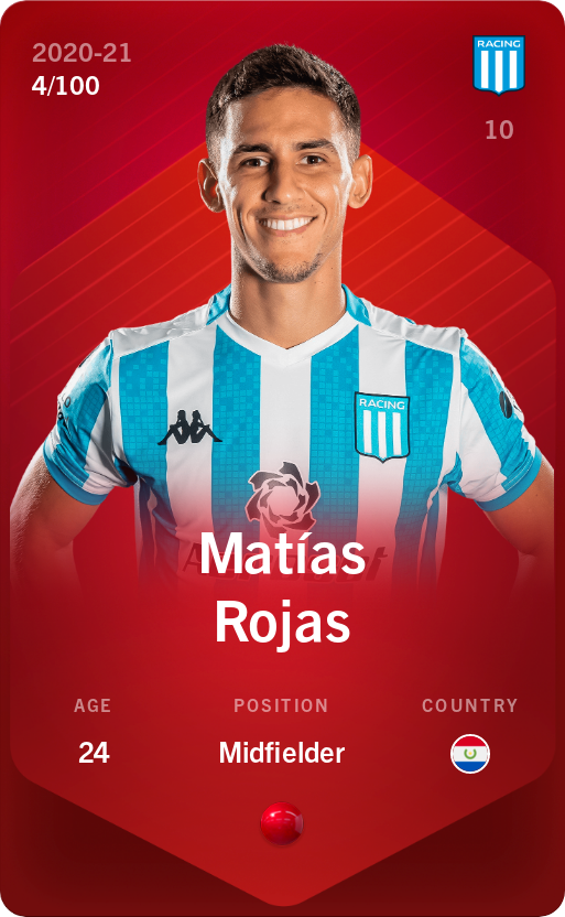 Sorare - Sorare Official - Matías Rojas 2020-21 • Rare 4/100 - NFT # 36014145722083450822720243886923993722412884941788984637686042707002172182531