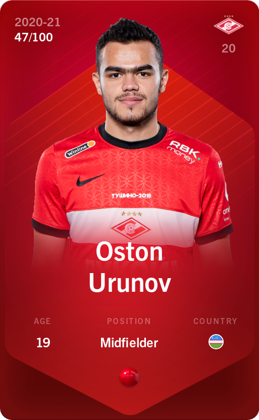 Sorare - Sorare Official - Oston Urunov 2020-21 • Rare 47/100 - NFT # 57344554567147728215957122511502311177966236161525429180931330858261339978136