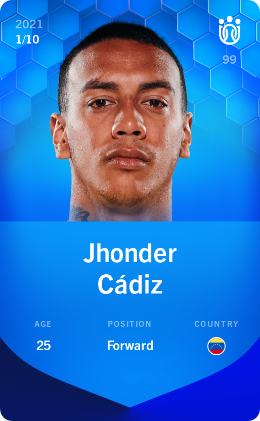 Sorare - Sorare Official - Jhonder Cádiz 2021-22 • Super Rare 1/10 - NFT # 110765193035542771511921711617339911885539808989409221137389881569884981272028
