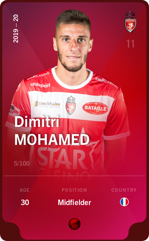 Sorare - Sorare Official - Dimitri Mohamed 2019-20 • Rare 5/100 - NFT # 73247414444355089654531295869876149124635648787162340873342527917463082245062