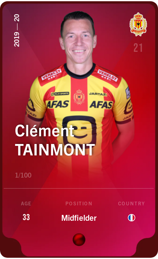 Sorare - Sorare Official - Clément Tainmont 2019-20 • Rare 1/100 - NFT # 89700079359502359138839565676013403550585412130874008858241057413639053860126