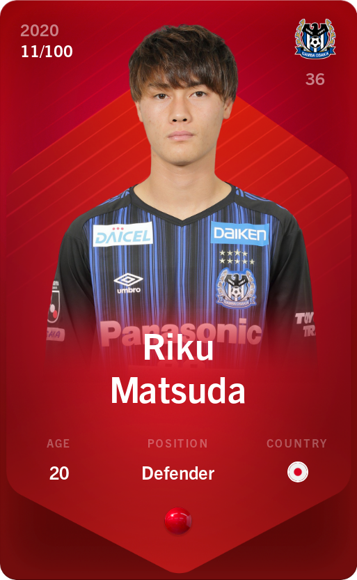 Sorare - Sorare Official - Riku Matsuda 2020-21 • Rare 11/100 - NFT # 18278174994264364844323265131060382395915345714471520660310901705571990770524