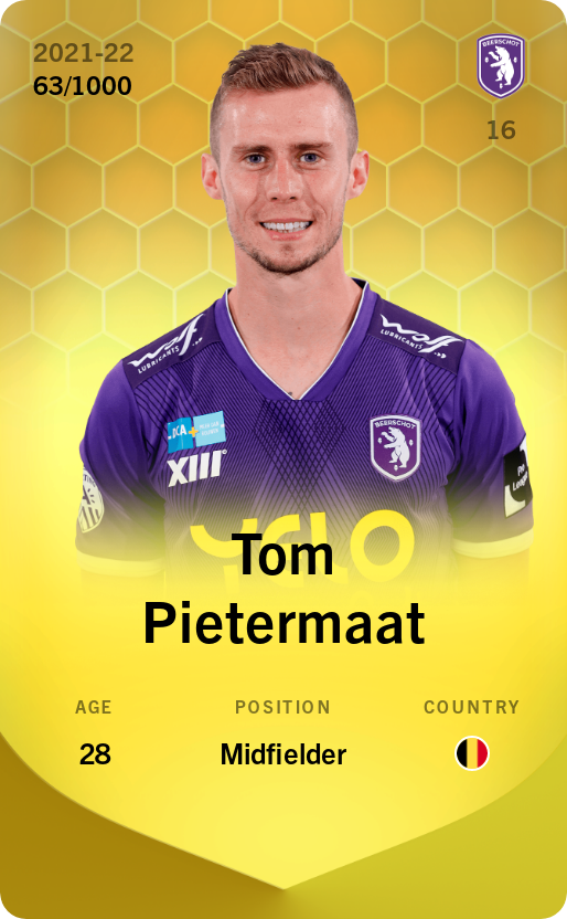 Sorare - Sorare Official - Tom Pietermaat 2021-22 • Limited 63/1000 - NFT # 82226314325214646754765636712463097510996520558027297350666219756529329660054