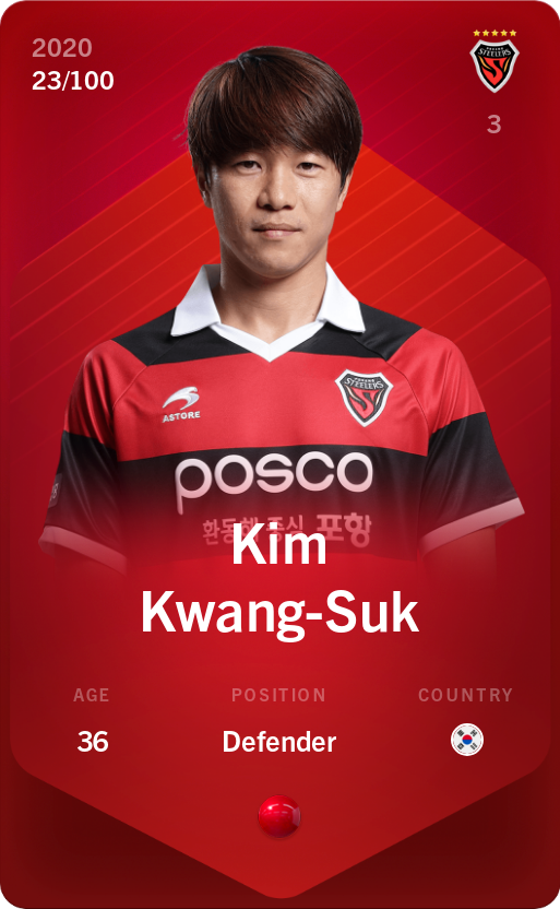 Sorare - Sorare Official - Kim Kwang-Suk 2020-21 • Rare 23/100 - NFT # 22684615922428525671000759619964231017133976649536953366203226943003427764992