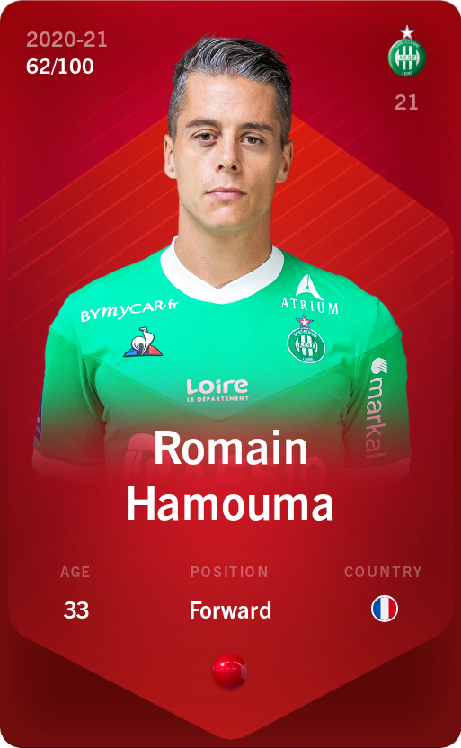 Sorare - Sorare Official - Romain Hamouma 2020-21 • Rare 62/100 - NFT # 97483966211769111205557151011293544732540286788679644320119044255985231294410