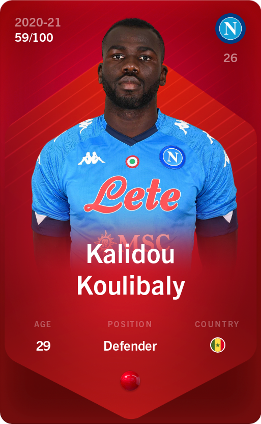 Sorare - Sorare Official - Kalidou Koulibaly 2020-21 • Rare 59/100 - NFT # 35108117283722182266435905789505384260973554900775686891513191484075751405901