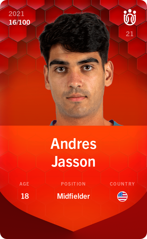 Sorare - Sorare Official - Andres Jasson 2021-22 • Rare 16/100 - NFT # 66345748958680179435260599138419263689614302298598702993373265254020718130106