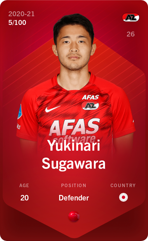 Sorare - Sorare Official - Yukinari Sugawara 2020-21 • Rare 5/100 - NFT # 53693551966482671096720728024980367571739063407607434372149168567564501033250