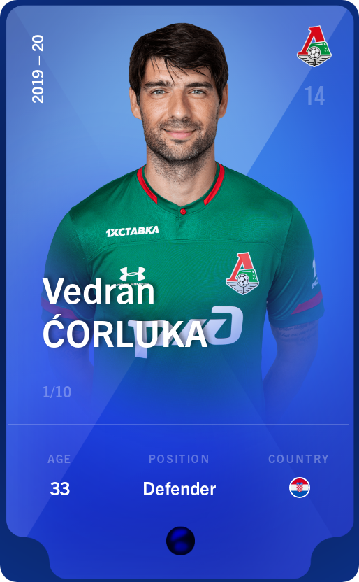 Sorare - Sorare Official - Vedran Ćorluka 2019-20 • Super Rare 1/10 - NFT # 57533112290008868252259335116026531264555803536938886985317578192192695330472