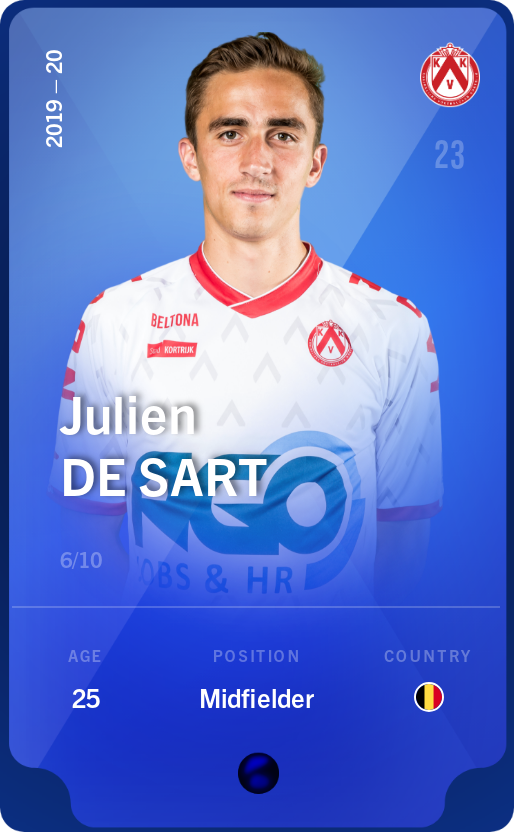 Sorare - Sorare Official - Julien De Sart 2019-20 • Super Rare 6/10 - NFT # 98912216109603468310451004749032021870145198961410198940147705234931505905188