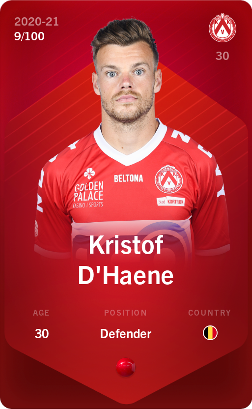 Sorare - Sorare Official - Kristof D'Haene 2020-21 • Rare 9/100 - NFT # 18024941067060752686233797981888294578496382194066424837387103351894068736897