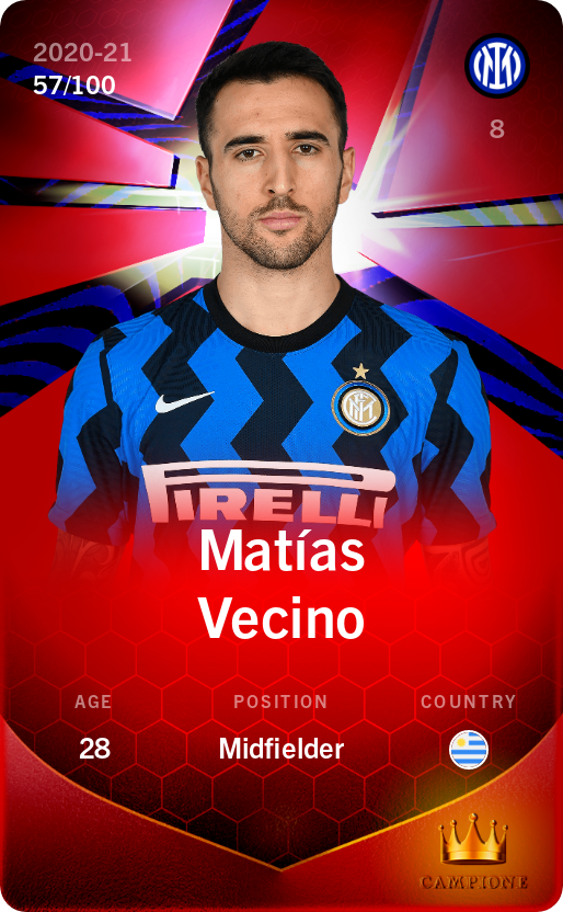 Sorare - Sorare Official - Matías Vecino 2020-21 • Rare 57/100 - NFT # 79958637194647714383141702913930737399882224025761571645830582811530782892381