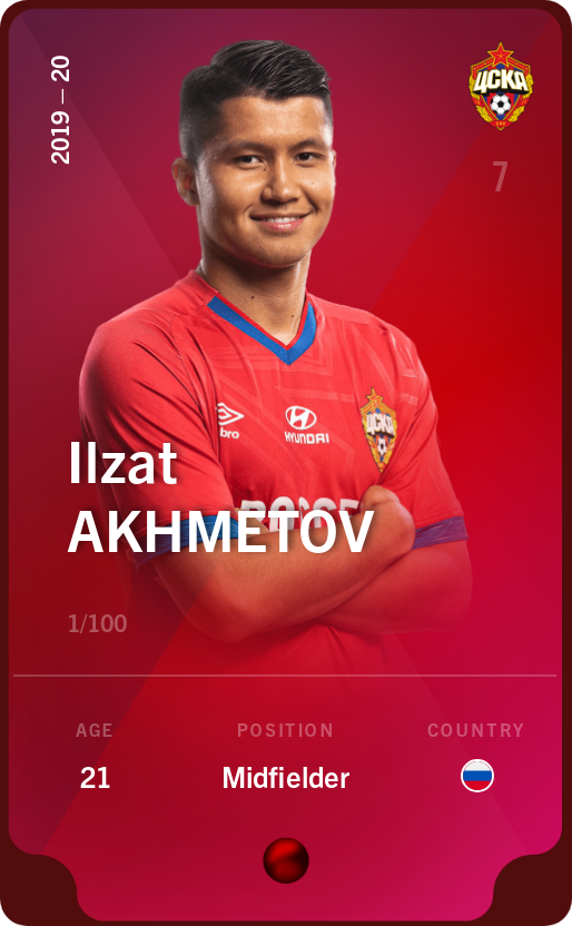 Sorare - Sorare Official - Ilzat Akhmetov 2019-20 • Rare 1/100 - NFT # 67480024068041165816672287248777923659996475573426377211270645591057197883141