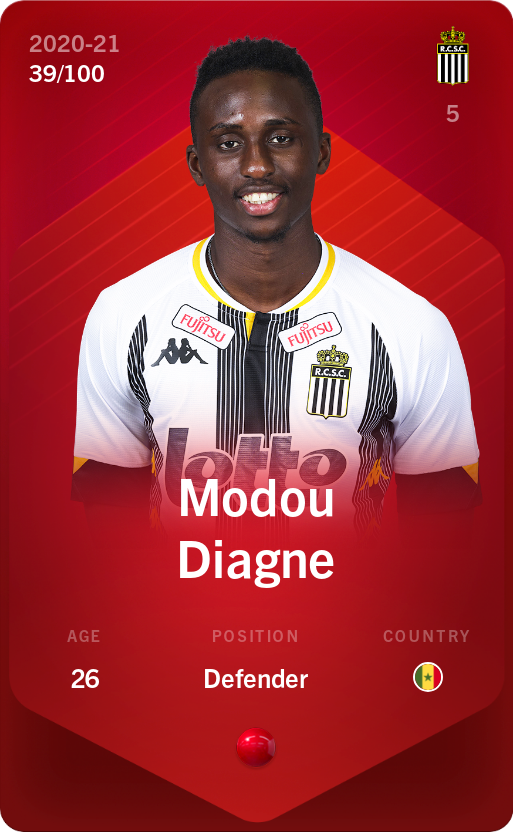 Sorare - Sorare Official - Modou Diagne 2020-21 • Rare 39/100 - NFT # 46596973996825607198404510136924117517787263079036004129502304151198993701187