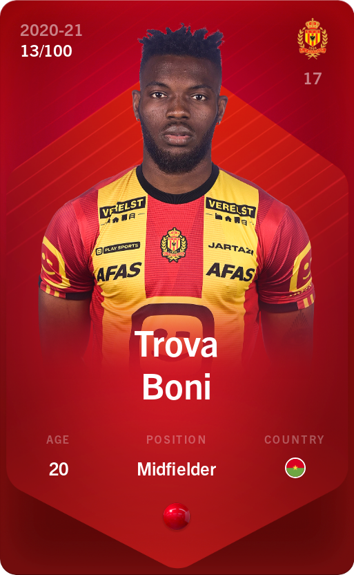 Sorare - Sorare Official - Trova Boni 2020-21 • Rare 13/100 - NFT # 61320384715395365105147865058395254402346858255936708774119682468104689579780