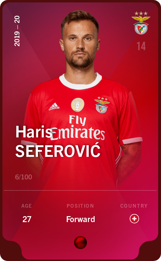 Sorare - Sorare Official - Haris Seferović 2019-20 • Rare 6/100 - NFT # 30799278155926365924732815613285412888468120030088360730191670298440388507590