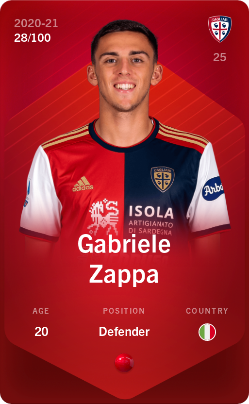 Sorare - Sorare Official - Gabriele Zappa 2020-21 • Rare 28/100 - NFT # 73885882599677292678917930193695349110477640656434626011028843362080510217198