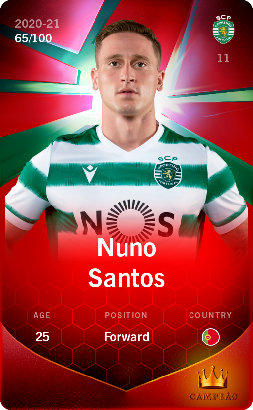 Sorare - Sorare Official - Nuno Santos 2020-21 • Rare 65/100 - NFT # 103142547689589517853963036256035795710740943682214418655444474789485216919164