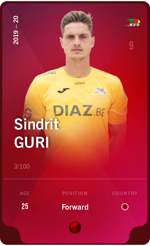 Sorare - Sorare Official - Sindrit Guri 2019-20 • Rare 3/100 - NFT # 84483367953503713269462707461628097765599633159911497646371078524429948799515