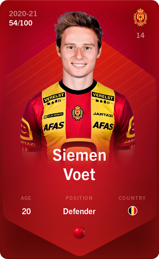 Sorare - Sorare Official - Siemen Voet 2020-21 • Rare 54/100 - NFT # 31274941845181733736079833992322871827329762579148057244256236190470745378684
