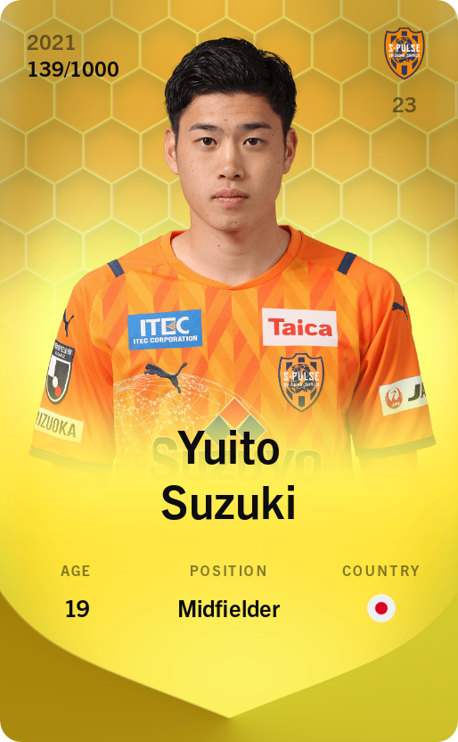 Sorare - Sorare Official - Yuito Suzuki 2021-22 • Limited 139/1000 - NFT # 94357188517133700098735257166196573705935397441305994146377289164849735038619