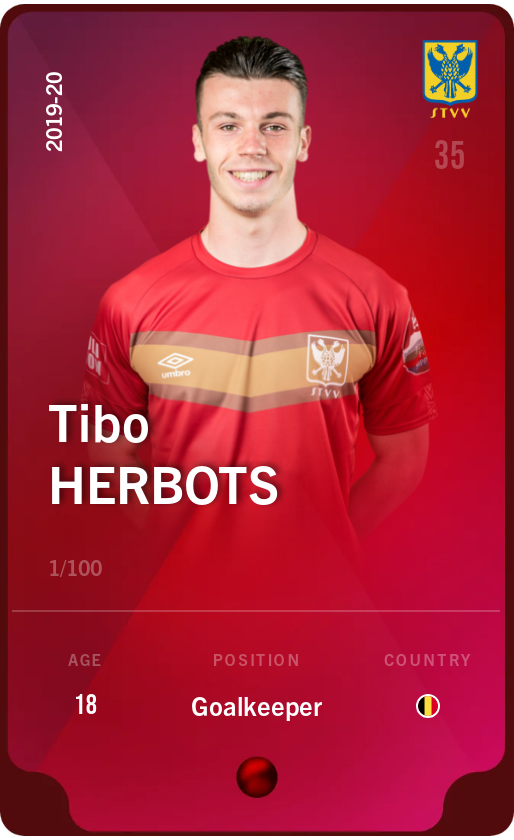 Sorare - Sorare Official - Tibo Herbots 2019-20 • Rare 1/100 - NFT # 52378212786664290175162723565627462126366737045875615794777118491820950394178