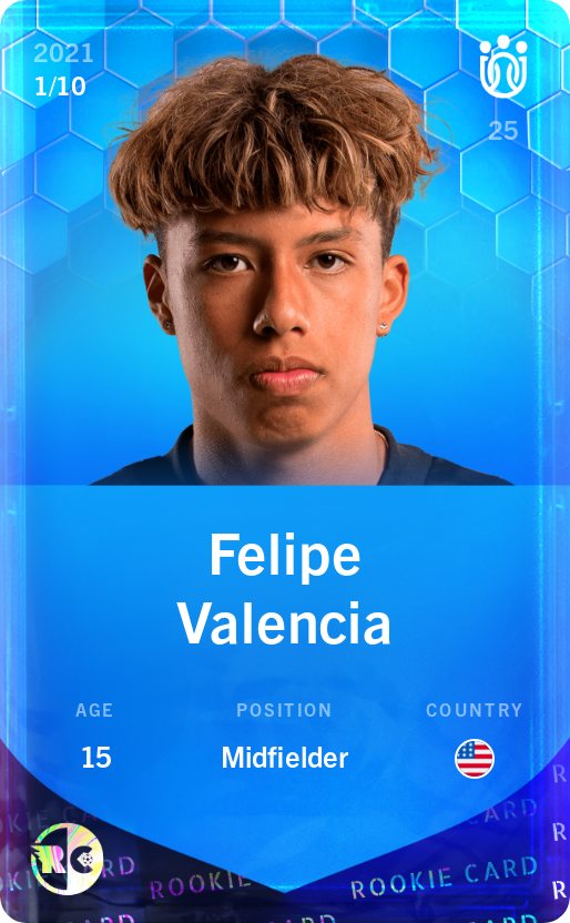 Sorare - Sorare Official - Felipe Valencia 2021-22 • Super Rare 1/10 - NFT # 14328444483093799245713322775524251520943217789848937558210537415080158208033