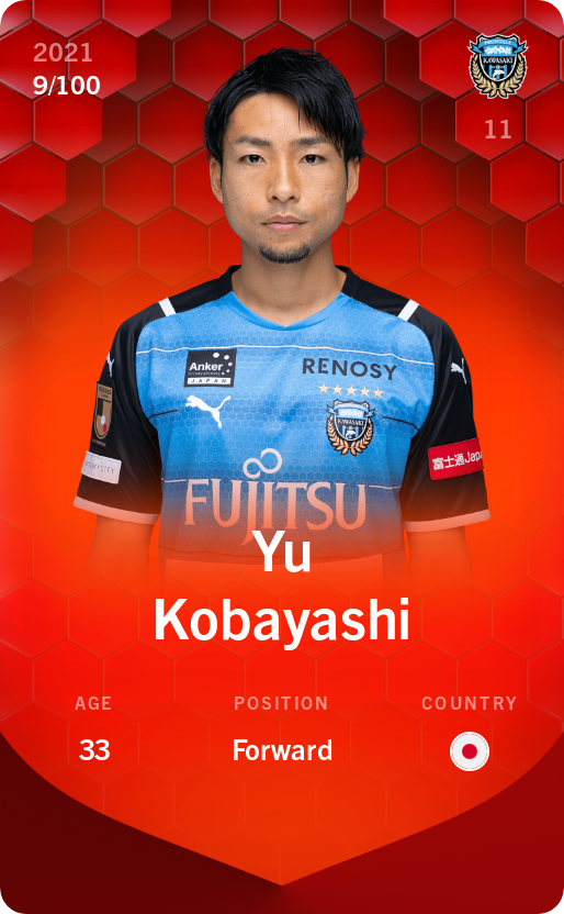Sorare - Sorare Official - Yu Kobayashi 2021-22 • Rare 9/100 - NFT # 55097120670024192194571046206829129522979738274216735979839298525046579555151
