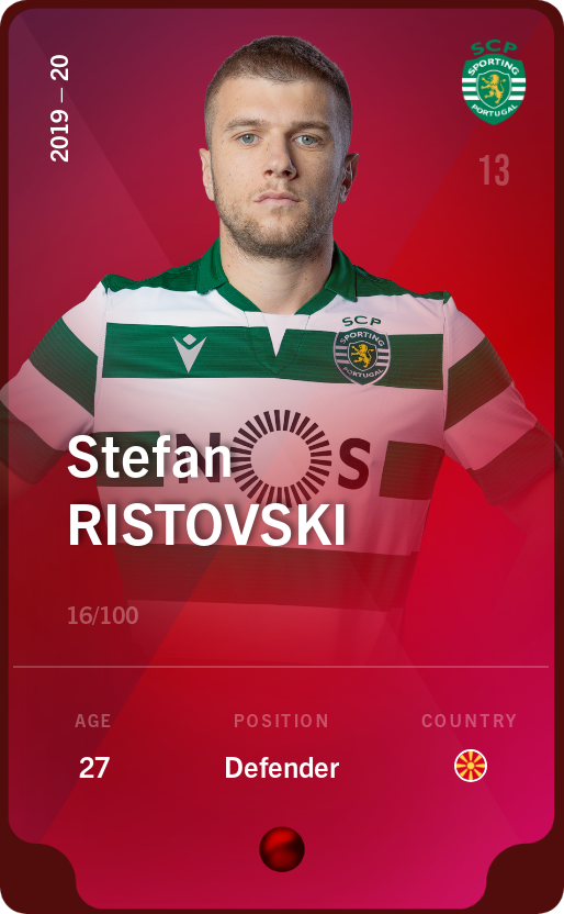 Sorare - Sorare Official - Stefan Ristovski 2019-20 • Rare 16/100 - NFT # 16725204753616387667394255589440167695195798718617529252382569740041918863715