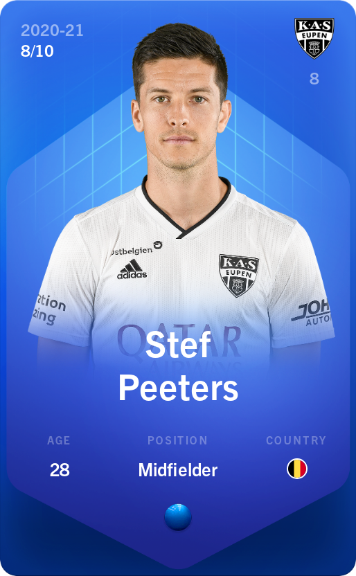 Sorare - Sorare Official - Stef Peeters 2020-21 • Super Rare 8/10 - NFT # 66334091162251454640073043498384774064465366619191330950934137122016995281820