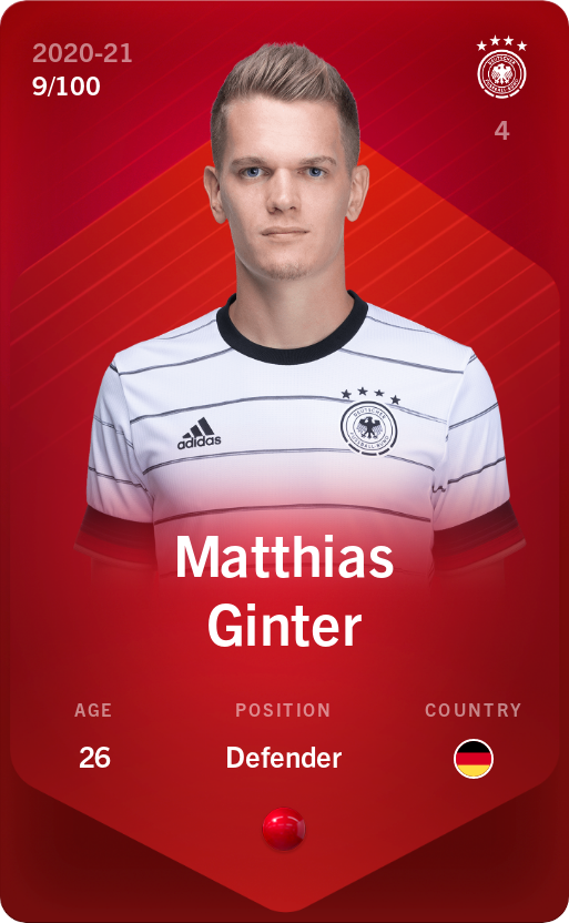 Sorare - Sorare Official - Matthias Ginter 2020-21 • Rare 9/100 - NFT # 108603795991692916980666352801444474648177812452252106360878397362673702752631
