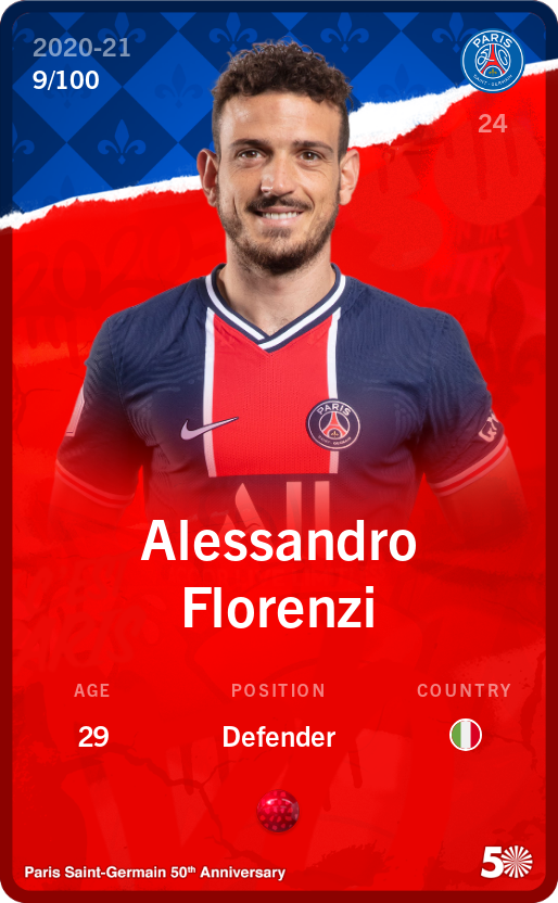 Sorare - Sorare Official - Alessandro Florenzi 2020-21 • Rare 9/100 - NFT # 17472832063403114409576703165490632746886007690131559364217225886041198409840