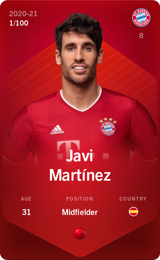 Sorare - Sorare Official - Javi Martínez 2020-21 • Rare 1/100 - NFT # 81010162104153588449286302658994600377048107739547339182871978211850112995665