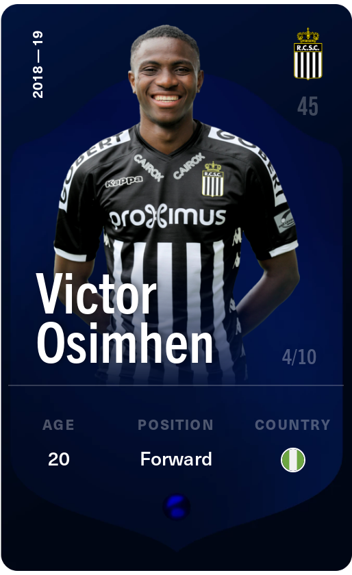 Sorare - Sorare Official - Victor Osimhen 2018-19 • Super Rare 4/10 - NFT # 108699698934615275050088566341139887263965031752294117861394354935595502019630