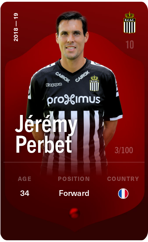 Sorare - Sorare Official - Jérémy Perbet 2018-19 • Rare 3/100 - NFT # 25422859813561575277323340371703965439863351469899441796396834048556052138279