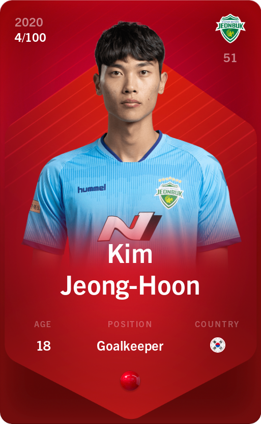 Sorare - Sorare Official - Kim Jeong-Hoon 2020-21 • Rare 4/100 - NFT # 87021077155061733757901226332143455606851242874267448438653385678175869933402