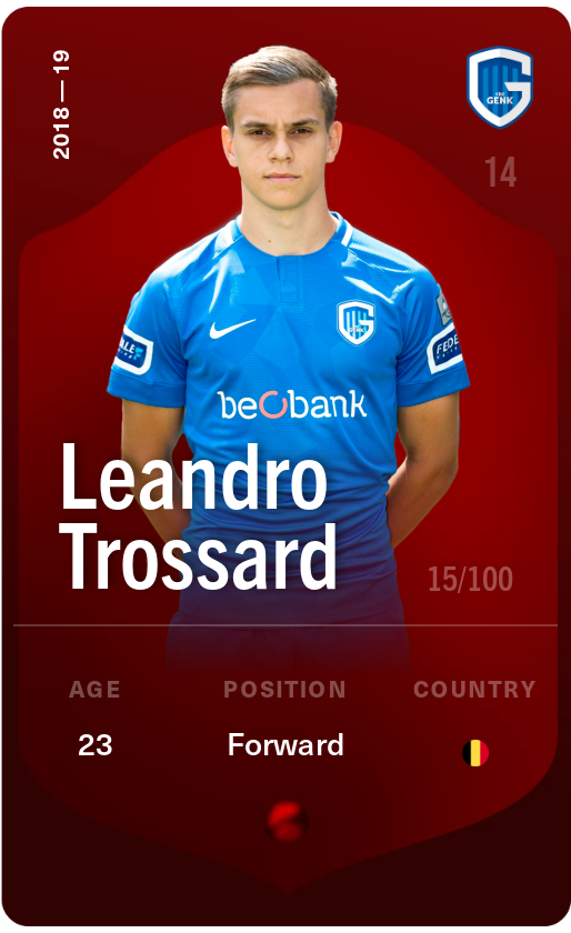 Sorare - Sorare Official - Leandro Trossard 2018-19 • Rare 15/100 - NFT # 77443938347035880598594856378241397394447075486751792222162148632830335858981