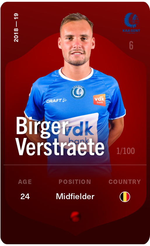 Sorare - Sorare Official - Birger Verstraete 2018-19 • Rare 1/100 - NFT # 28367499936219488942355395423035041724980137694913227418485280292211606272937
