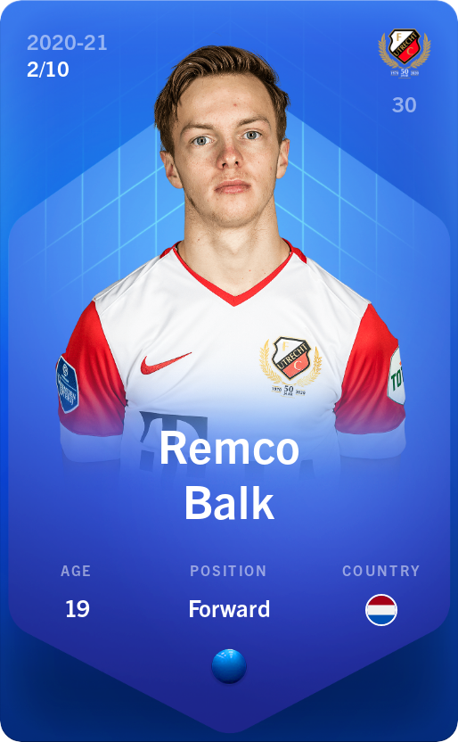 Sorare - Sorare Official - Remco Balk 2020-21 • Super Rare 2/10 - NFT # 10243063797242270473210699056352384099012779760893718635441050785527253580905