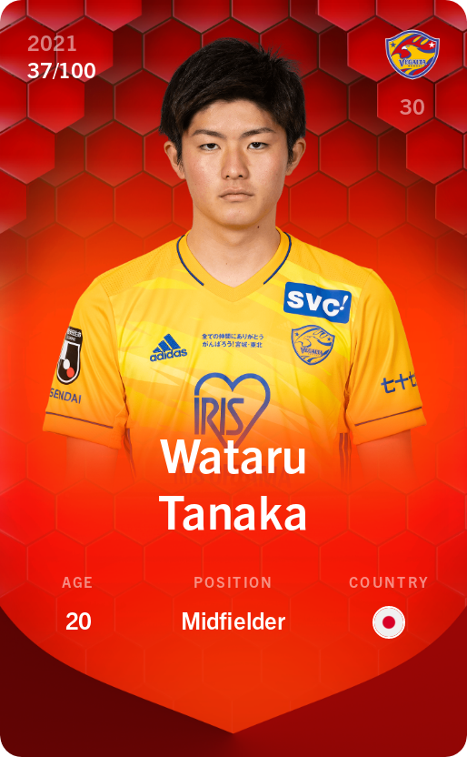 Sorare - Sorare Official - Wataru Tanaka 2021-22 • Rare 37/100 - NFT # 100533616009565808192096722576410838590545917582686934140458004523660909594225