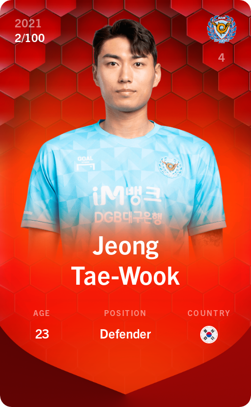 Sorare - Sorare Official - Jeong Tae-Wook 2021-22 • Rare 2/100 - NFT # 30484383225665610420991741140311377350878328578936622586783586472566983615035