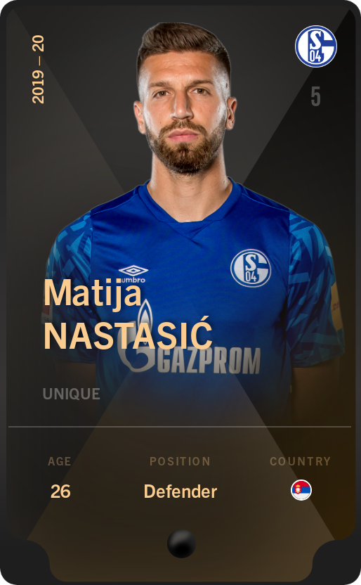Sorare - Sorare Official - Matija Nastasić 2019-20 • Unique - NFT # 74052088119508105600981221508835108537473652816405800840369609779773618681998