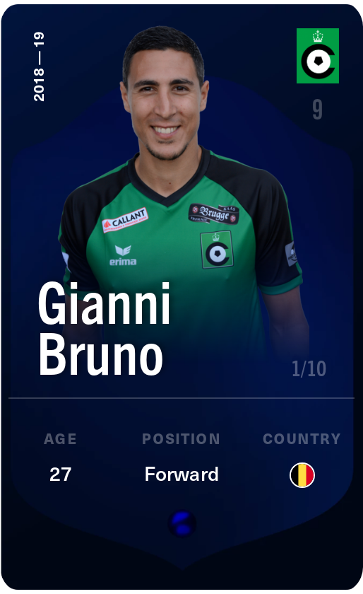 Sorare - Sorare Official - Gianni Bruno 2018-19 • Super Rare 1/10 - NFT # 89068087354290649443312102814081650790468351968929752051180919818651240394777